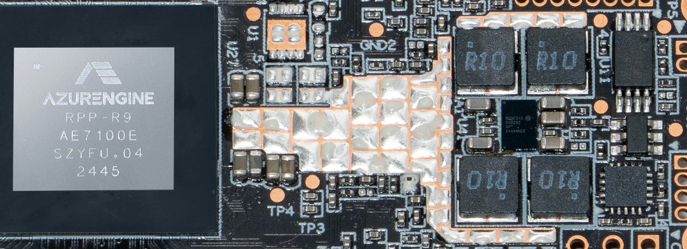KA08 算力卡局部特写:RPP-R8 处理器封装、供电元件与 LPDDR4 内存颗粒