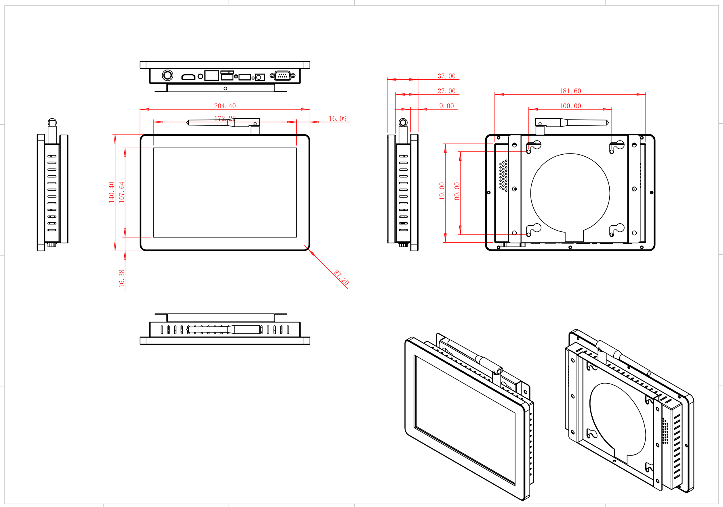 MT-P8A mechanical drawing